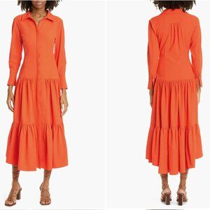 Cinq A Sept - Foy Long Sleeved Red Button Down Maxi Dress - Size 8